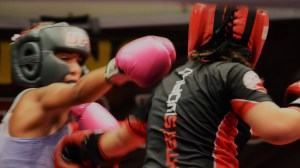 Two Teen Girls Kickboxing